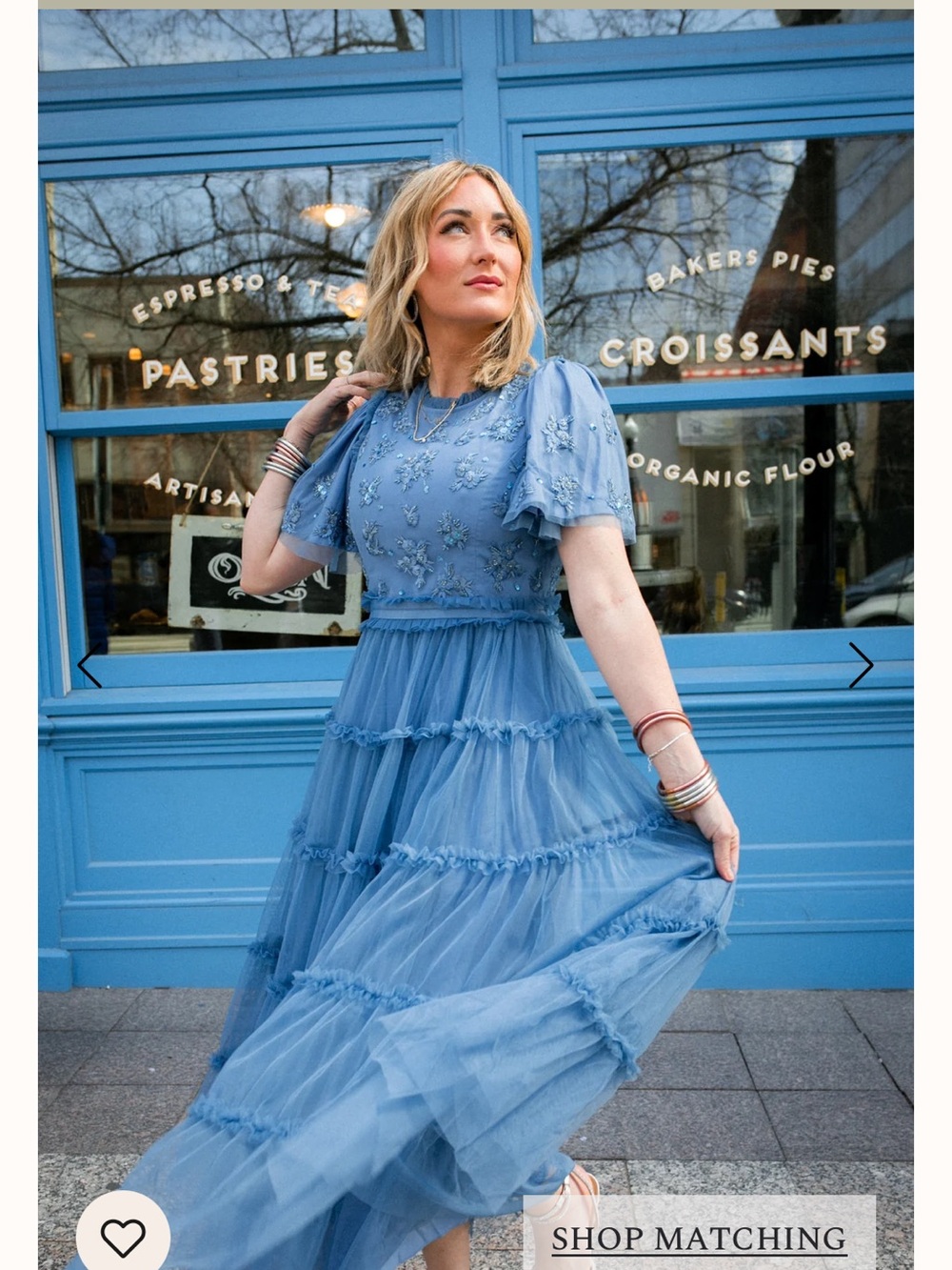 Ivy City Co Blue Tiered Embroidered Maxi Dress